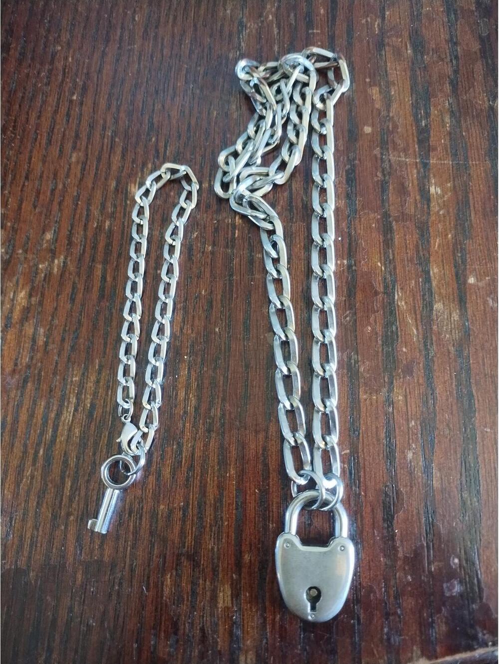 Stainless steel made in Italy heart necklace with key bracelet‎